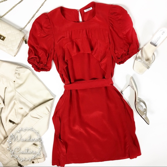 Miu Miu Dresses & Skirts - Miu Miu Silk Ruffle Ruched Sleeves Dress